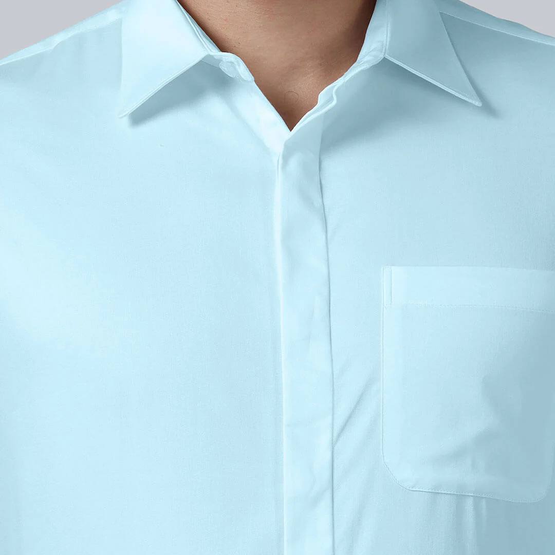 Bennet Sky Blue Shirt With Concealed Placket - Image 5