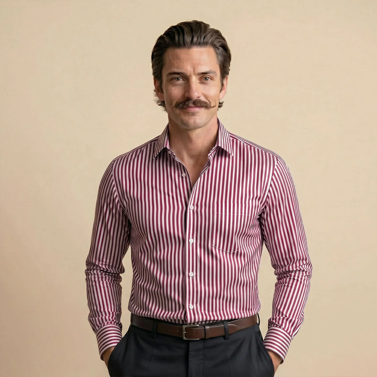 Boardroom Bengal Stripes Shirt In Ruby - Image 8