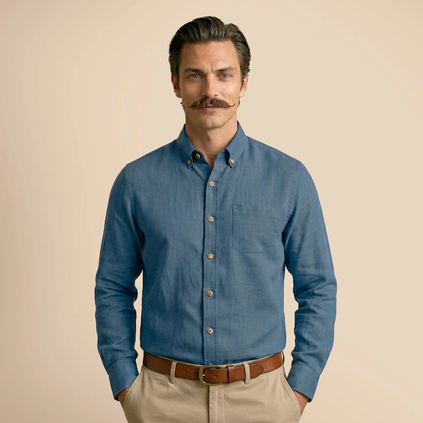 Breeze Linen Full Sleeves Shirt In Denim - Image 6