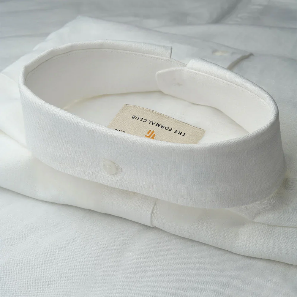 Cedar Pure Linen Half Sleeves Shirt In Snowflake - Image 6