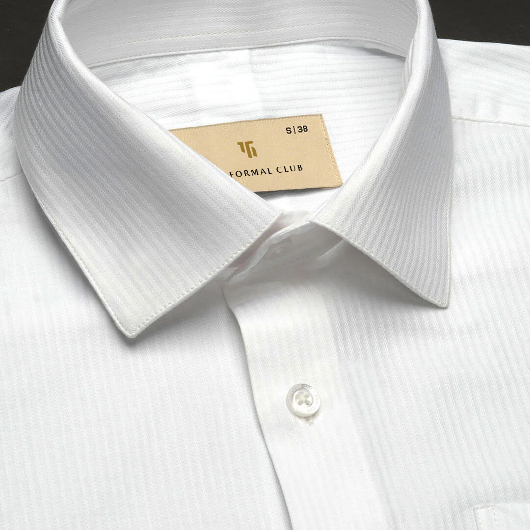 Crest Self Stripe 2 Ply Giza Shirt in Cloud White - Image 3
