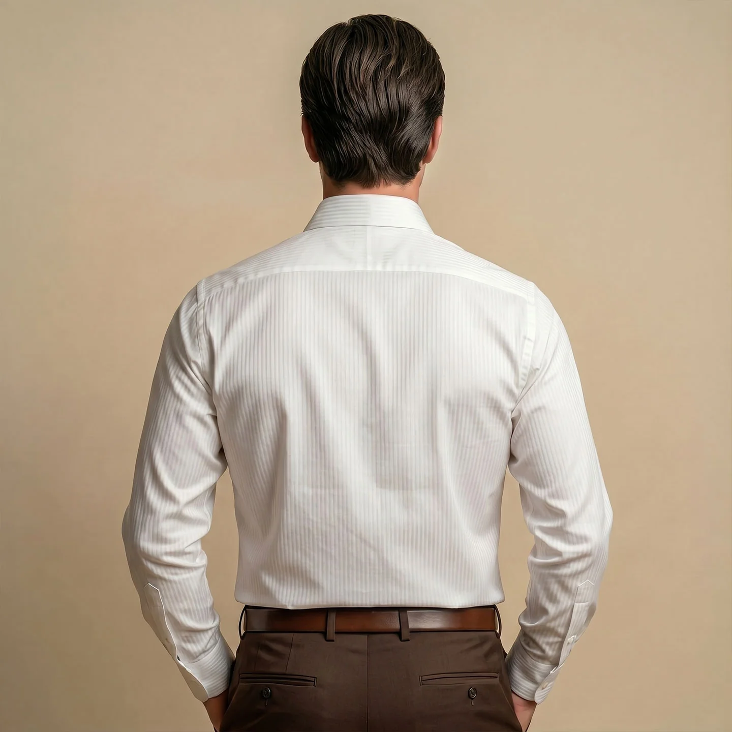 Crest Self Stripe 2 Ply Giza Shirt in Cloud White - Image 6
