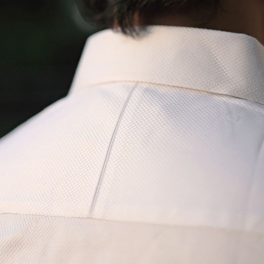 Diamond Dobby 2 Ply Cotton Shirt in Cloud White - Image 4