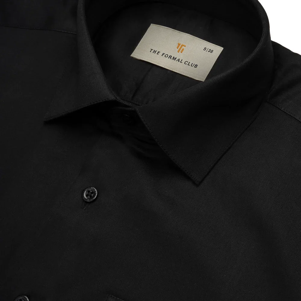 French Cuff Giza Cotton Shirt In Raven - Image 3