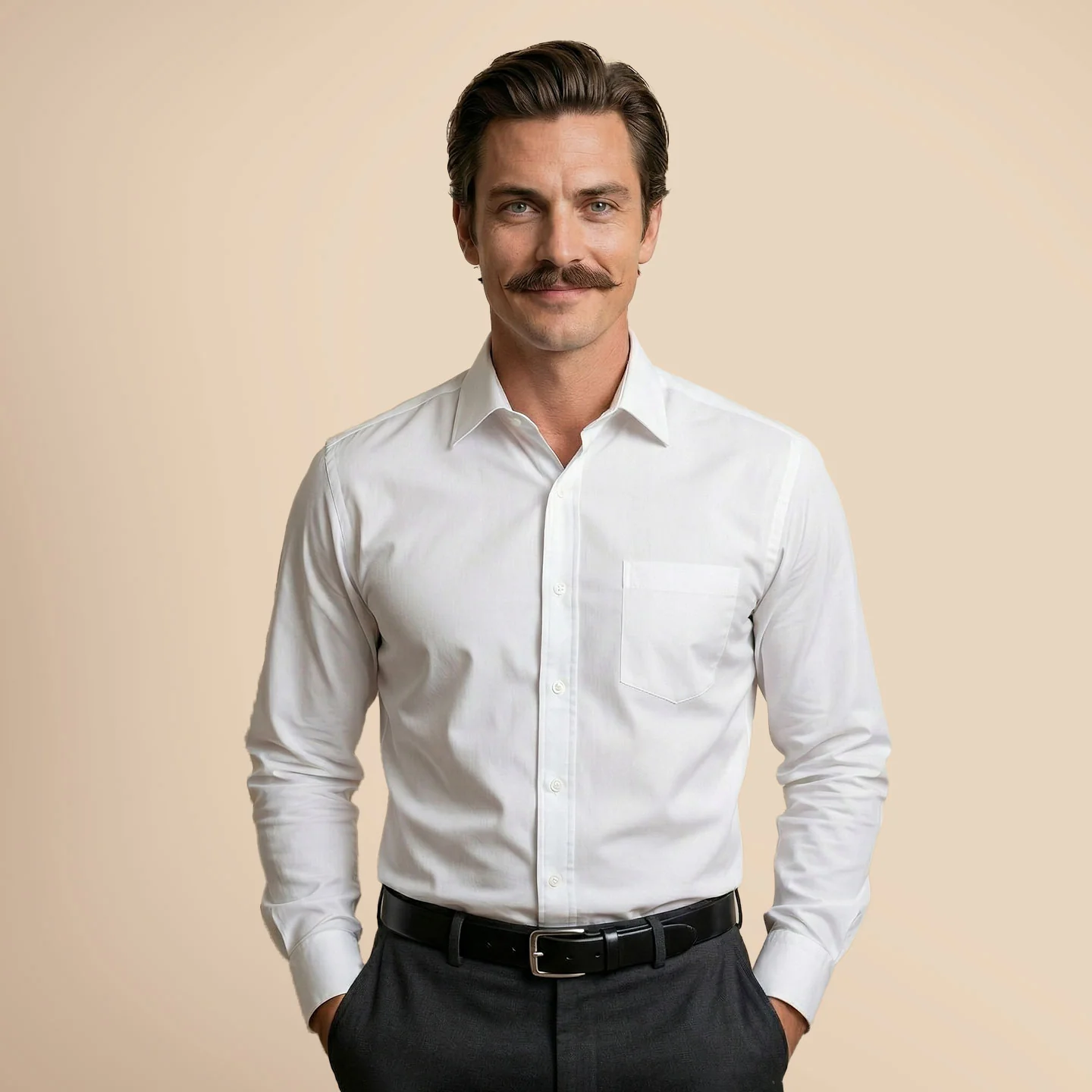 Hampstead 2 Ply Giza Cotton Shirt in Pearl White - Image 3