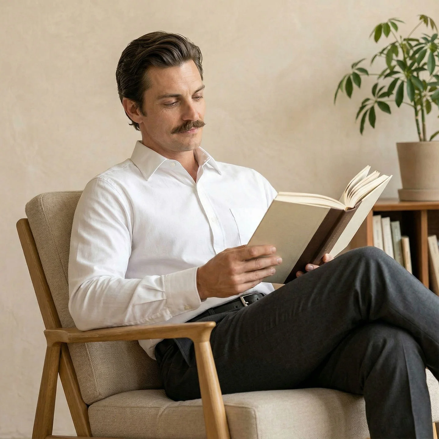 Hampstead 2 Ply Giza Cotton Shirt in Pearl White - Image 5