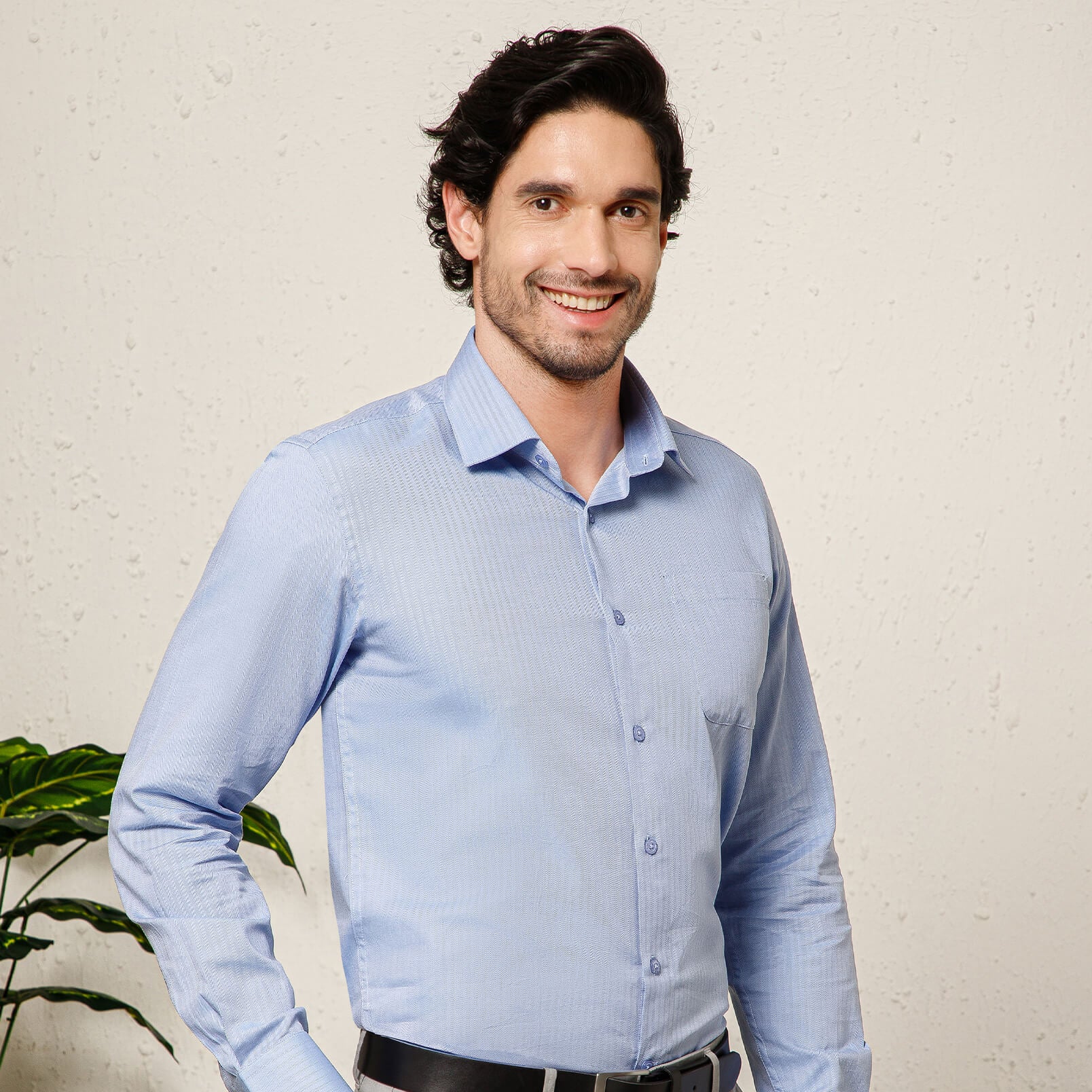 Imperial Herringbone 2 Ply Giza Shirt In Cornflower - Image 8