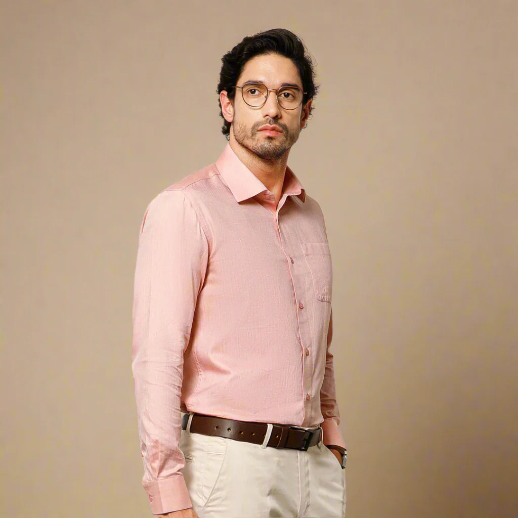 Imperial Herringbone 2 Ply Giza Shirt In Flamingo - Image 9