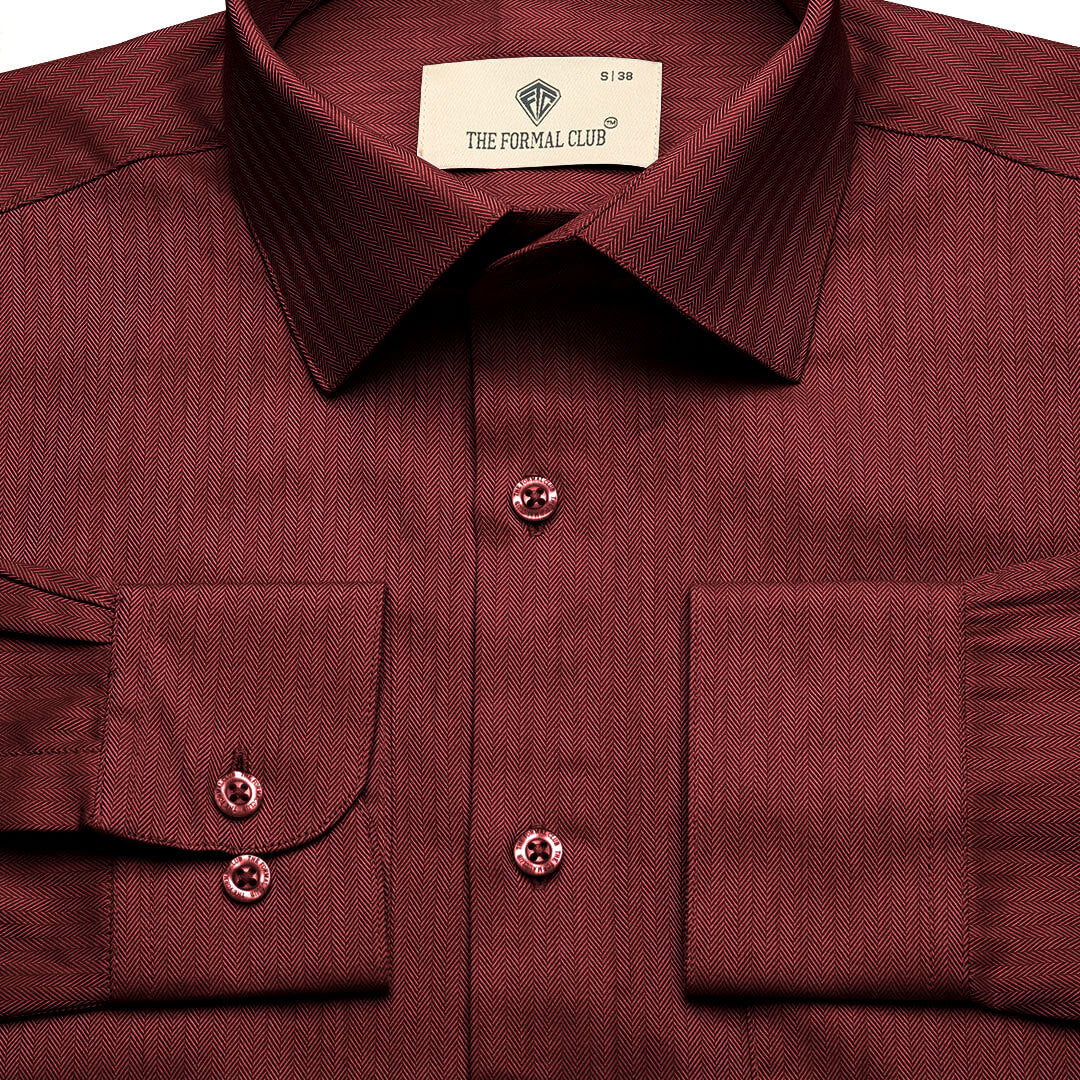 Imperial Herringbone 2 Ply Giza Shirt In Ruby - Image 4