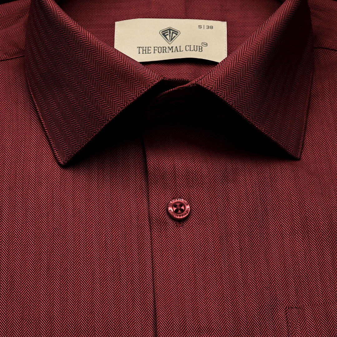 Imperial Herringbone 2 Ply Giza Shirt In Ruby - Image 5