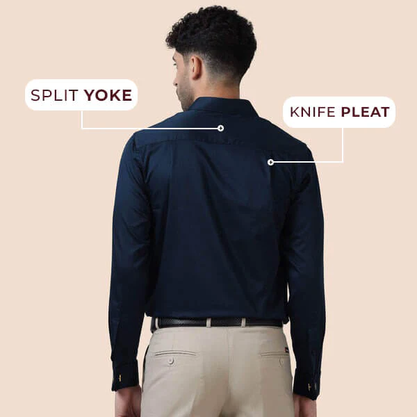 Keneth Navy Shirt with Signature Concealed Placket & French Cuff - Image 7