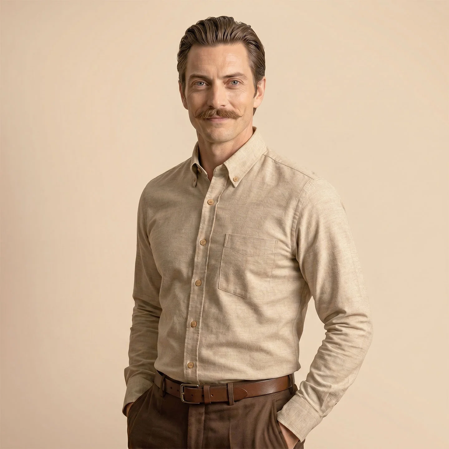 Regal Oxford Solid shirt in Almond - Image 3