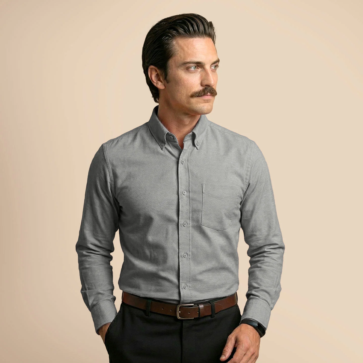 Regal Oxford Solid shirt in Ash Grey - Image 3