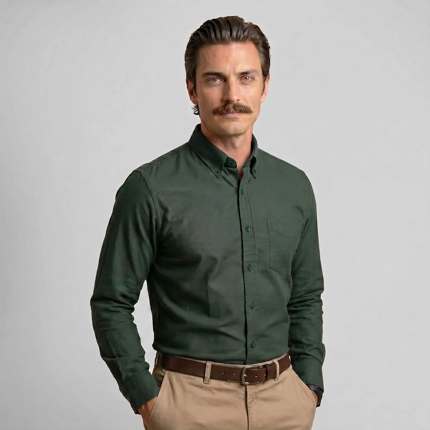 Regal Oxford Solid Shirt In Deep Forest - Image 4