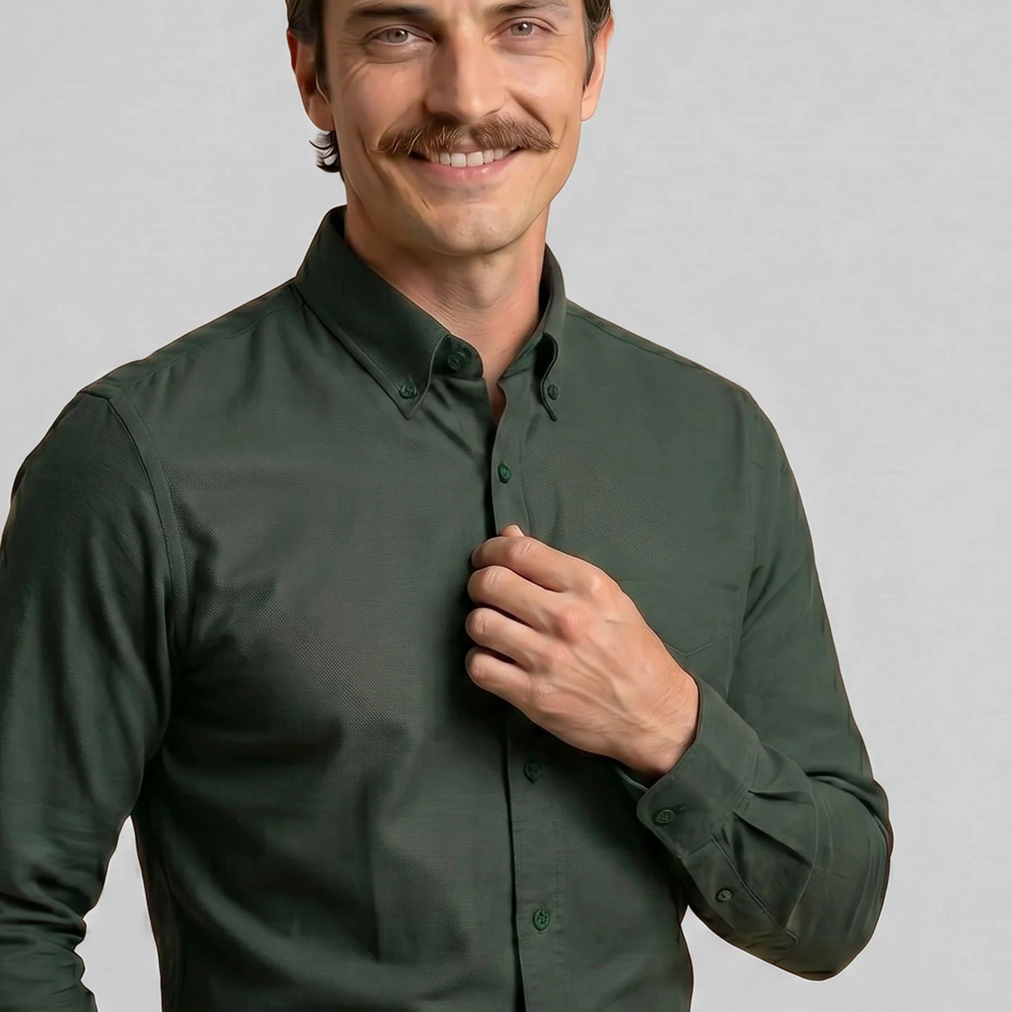 Regal Oxford Solid Shirt In Deep Forest - Image 5