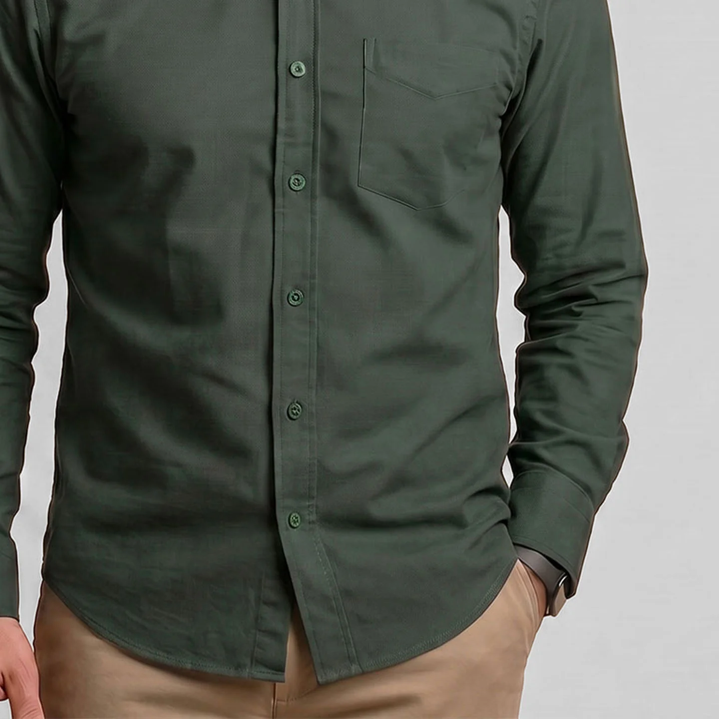 Regal Oxford Solid Shirt In Deep Forest - Image 7