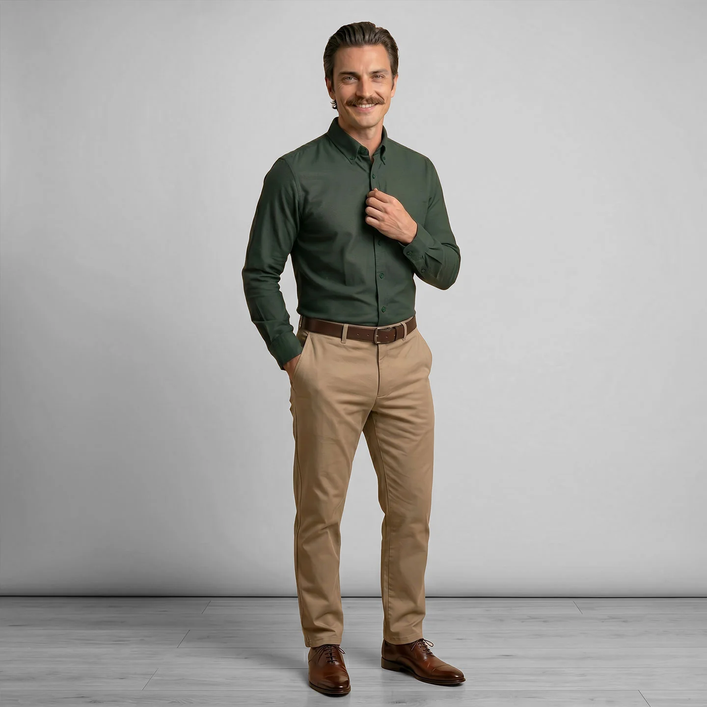 Regal Oxford Solid Shirt In Deep Forest - Image 8