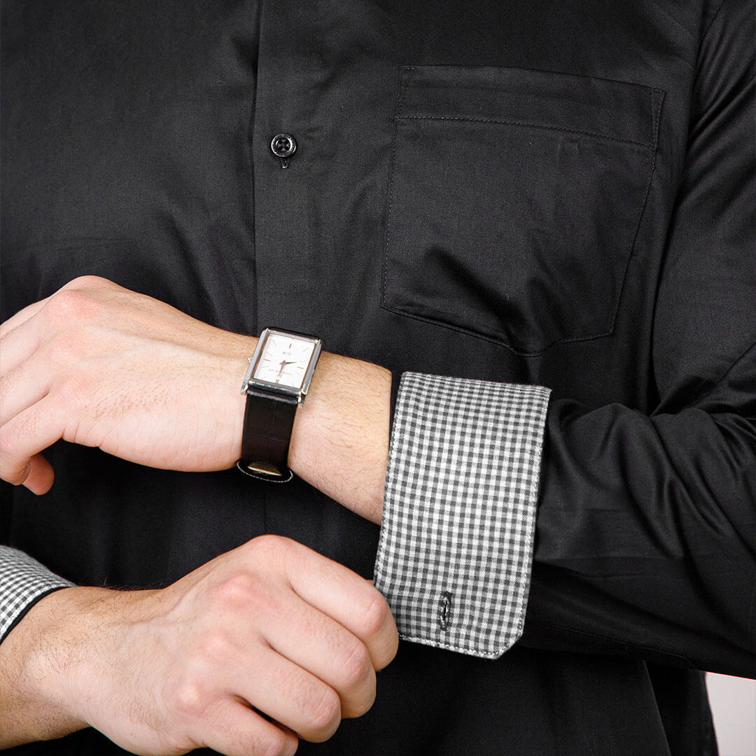 Vintage Black Shirt with Houndstooth - Image 4